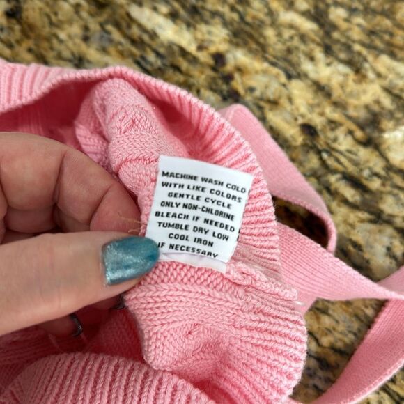 525 America Revolve Cable Knit Cotton Blend Tiny Tank Top In Pink Size XS - Picture 7 of 9